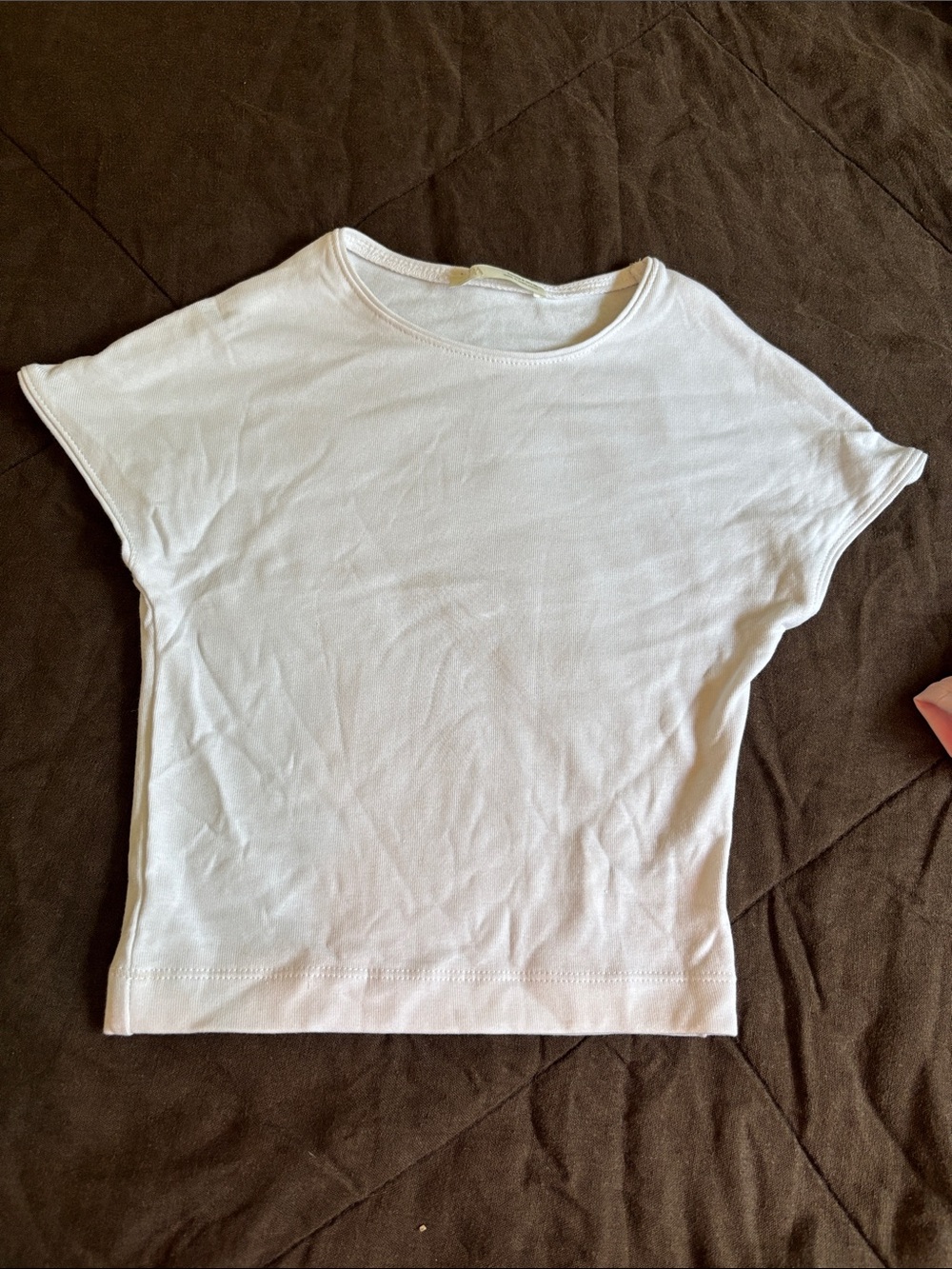 Zara White Short-Sleeve Crop Top